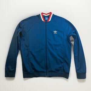 Adidas Men’s XL Retro Varsity Track Jacket Full Zip Blue Red White Collared